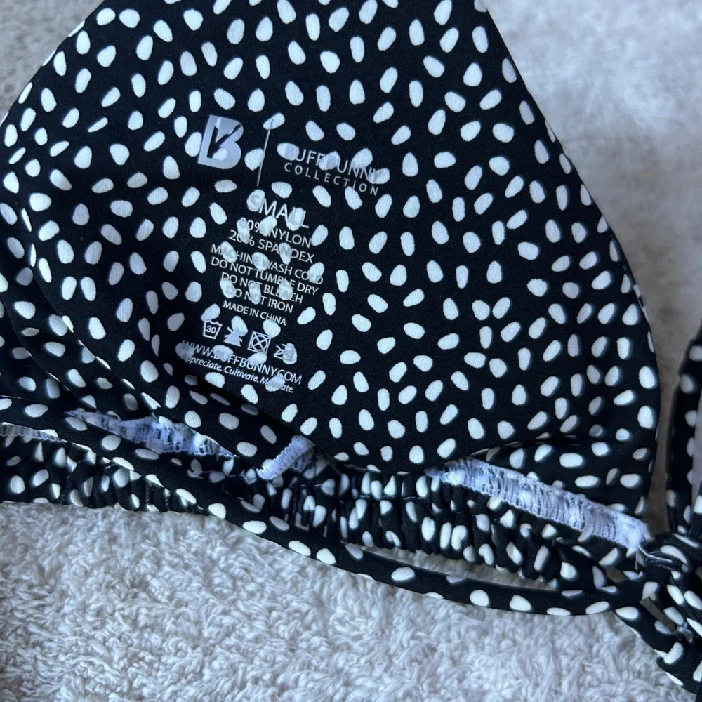Buffbunny Collection Black White Polka Dot Triangle Bikini Top Small Swimwear